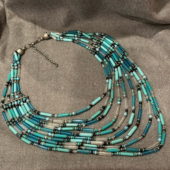 Jewelry - Vintage 10 Stand Czech Glass Bead Statement Necklace